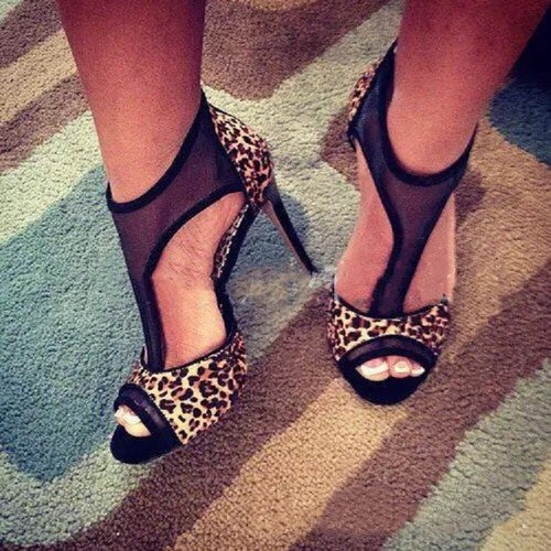 Animal Print Gladiator Peep Toe Sandals Pumps - Kingz Court