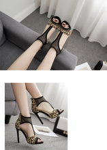 Load image into Gallery viewer, Animal Print Gladiator Peep Toe Sandals Pumps - Kingz Court