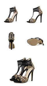 Animal Print Gladiator Peep Toe Sandals Pumps - Kingz Court