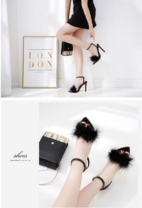 Feather Thin Strap High Heel Sandals - Kingz Court