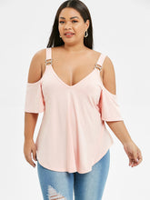 Load image into Gallery viewer, Cold Shoulder V-Neck Tunic T Shirt - Kingz Court