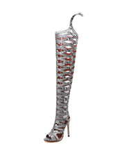 Load image into Gallery viewer, Serpentine Peep Toe Over The Knee Boots - Kingz Court