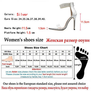 Crystal Ankle Strap High Heeled Sandals - Kingz Court