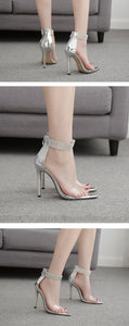 Crystal Ankle Strap High Heeled Sandals - Kingz Court
