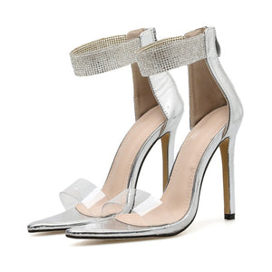 Crystal Ankle Strap High Heeled Sandals - Kingz Court