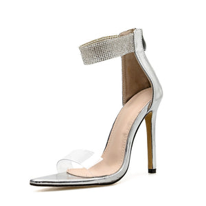 Crystal Ankle Strap High Heeled Sandals - Kingz Court