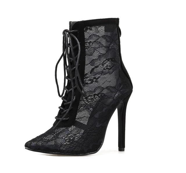 Black Mesh Ankle Boots - Kingz Court