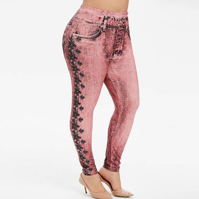 Floral Printed Plus Size Jeggings - Kingz Court