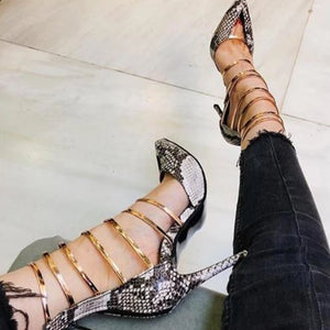 Snake Print Pointed Toe High Heels - Kingz Court
