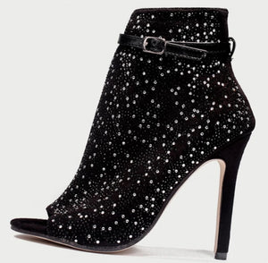 Crystal Sandals Ankle Straps Buckle High Heeled Pumps - Kingz Court