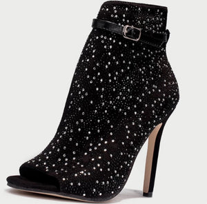 Crystal Sandals Ankle Straps Buckle High Heeled Pumps - Kingz Court