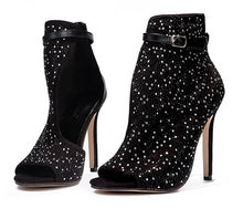 Load image into Gallery viewer, Crystal Sandals Ankle Straps Buckle High Heeled Pumps - Kingz Court