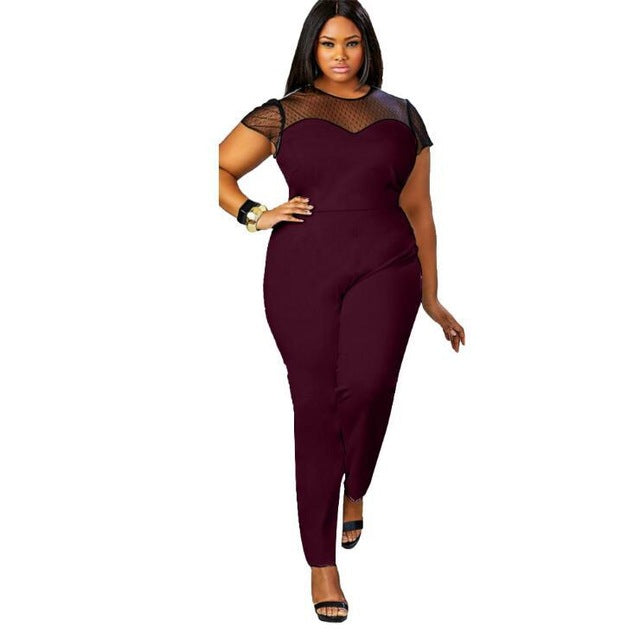 Mesh Lace Shoulder Jumpsuits - Kingz Court