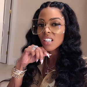 Pearl Decoration Designer Half Frame Oversized Sunglasses - Kingz Court