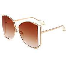 Load image into Gallery viewer, Pearl Decoration Designer Half Frame Oversized Sunglasses - Kingz Court