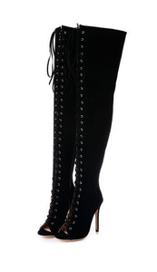 Thigh High Lace Up Over The Knee Boots - Kingz Court