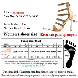 Champagne Bling Crystal Open Toed High Heels - Kingz Court