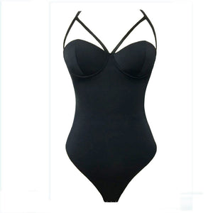 Spaghetti Strap One Piece Bodysuit Shapewear - Kingz Court