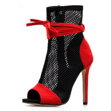 Load image into Gallery viewer, Mesh Lace Peep-toe Stiletto Sandals - Kingz Court