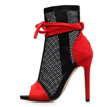 Load image into Gallery viewer, Mesh Lace Peep-toe Stiletto Sandals - Kingz Court