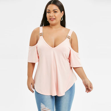 Cold Shoulder V-Neck Tunic T Shirt - Kingz Court