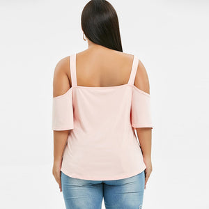 Cold Shoulder V-Neck Tunic T Shirt - Kingz Court
