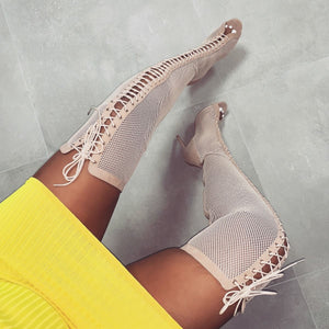 Sexy Mesh Lace Thigh High Over The Knee Boots - Kingz Court