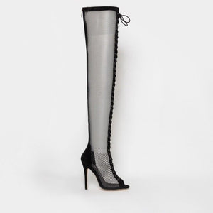 Sexy Mesh Lace Thigh High Over The Knee Boots - Kingz Court